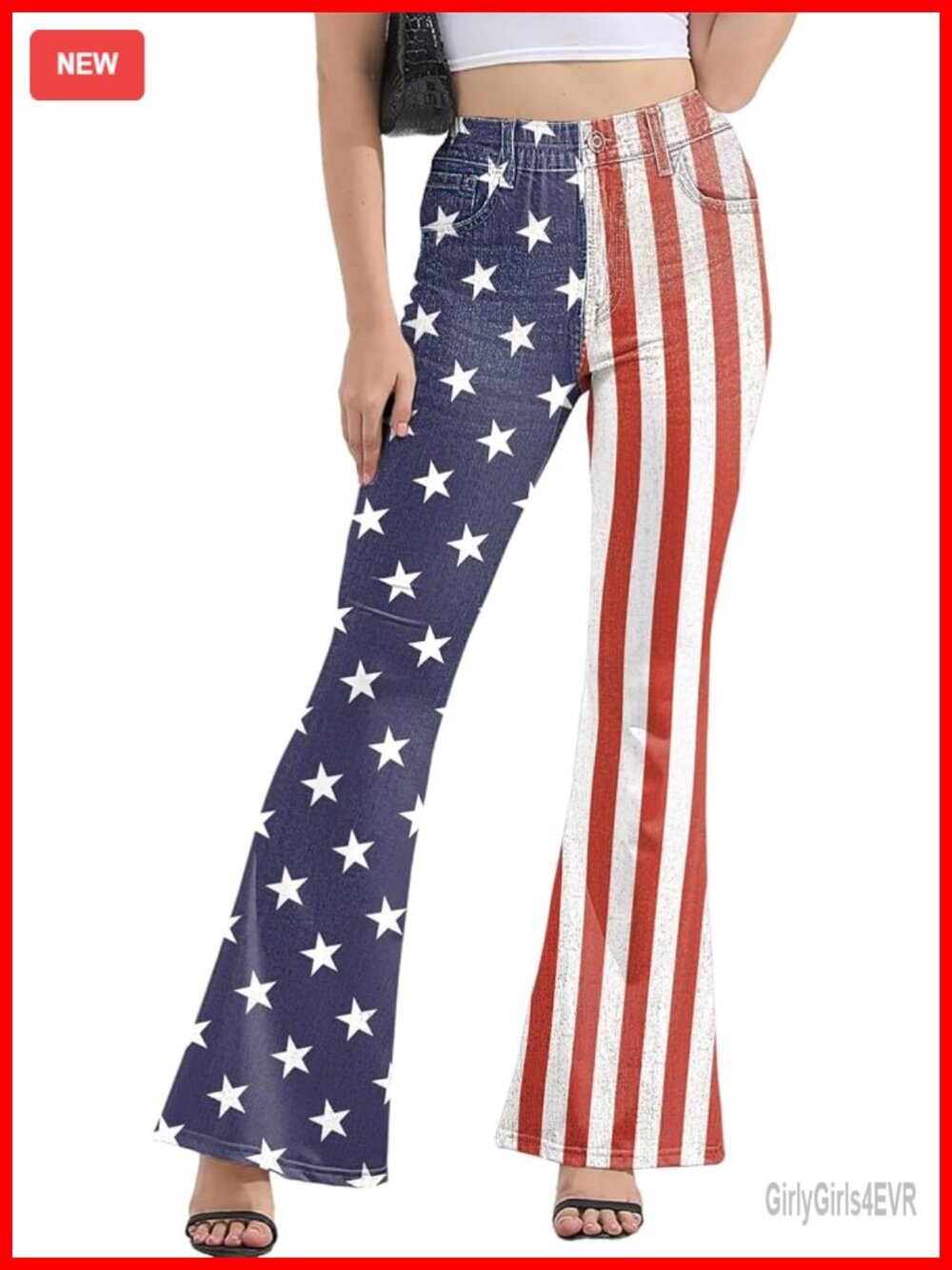 Women's American Flag Flare Leggings Bell Bottom Pants 4th of July